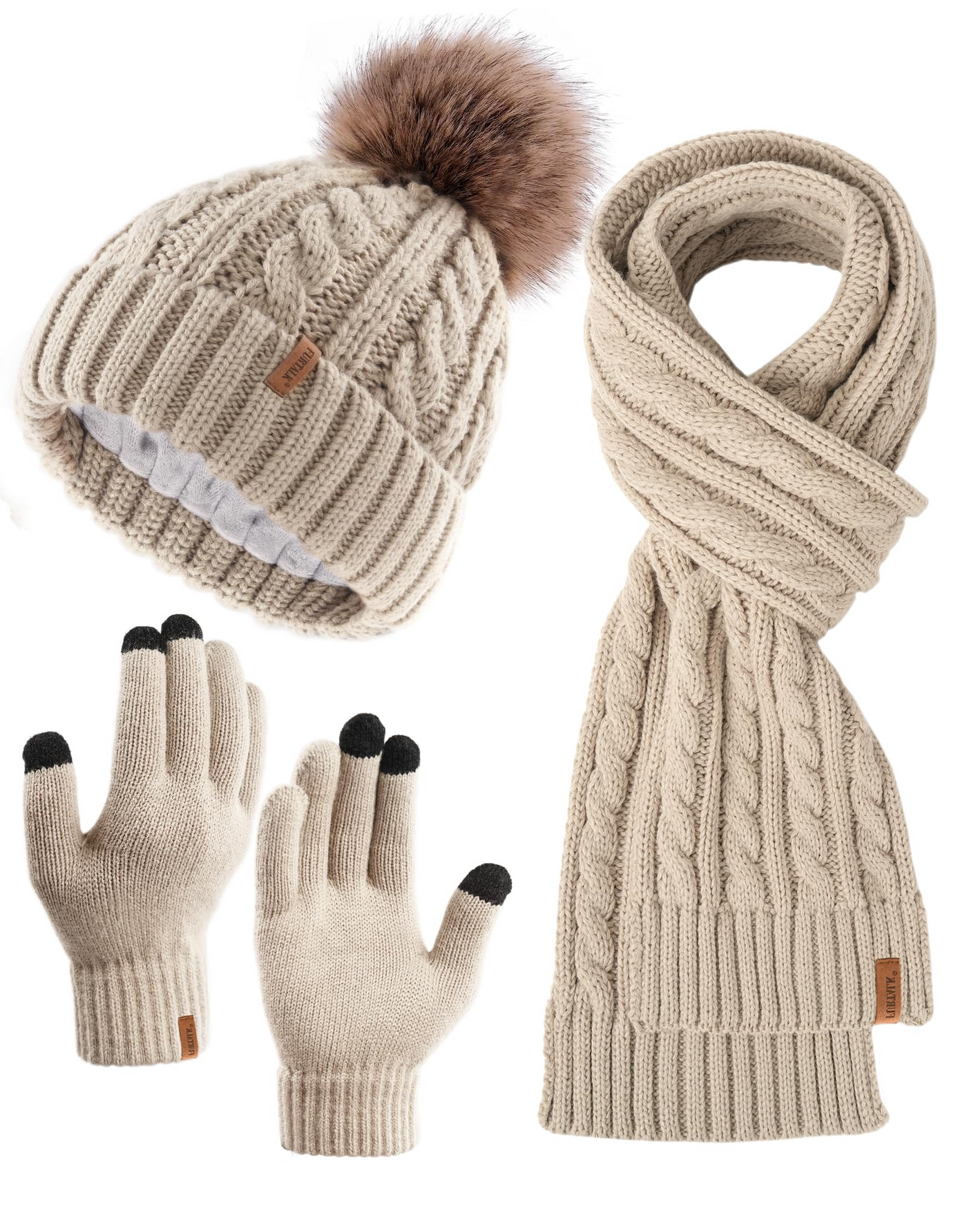 Winter Elegantes Hut-Schal-Handschuh-Set