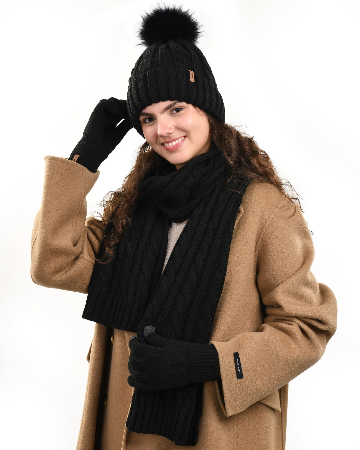 Winter Elegantes Hut-Schal-Handschuh-Set