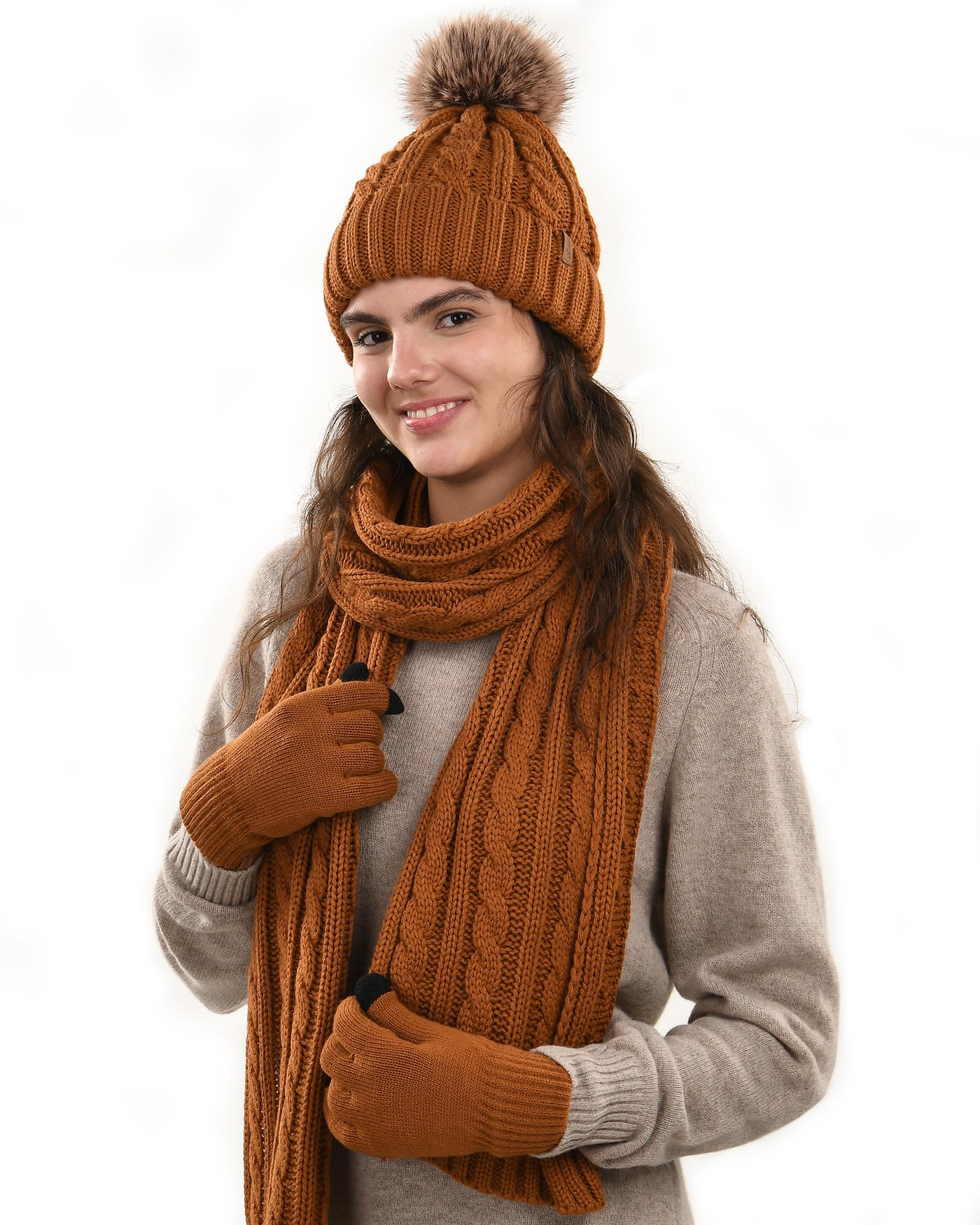 Winter Elegantes Hut-Schal-Handschuh-Set