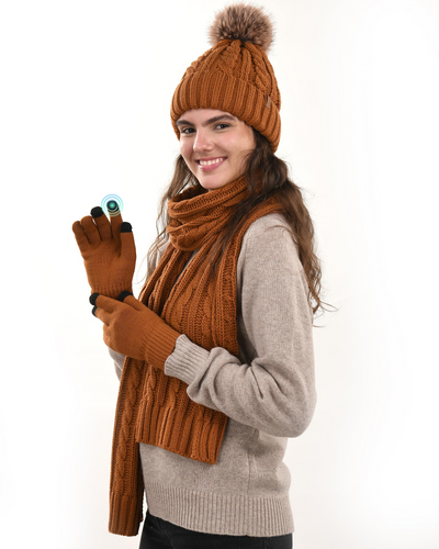 Winter Elegantes Hut-Schal-Handschuh-Set