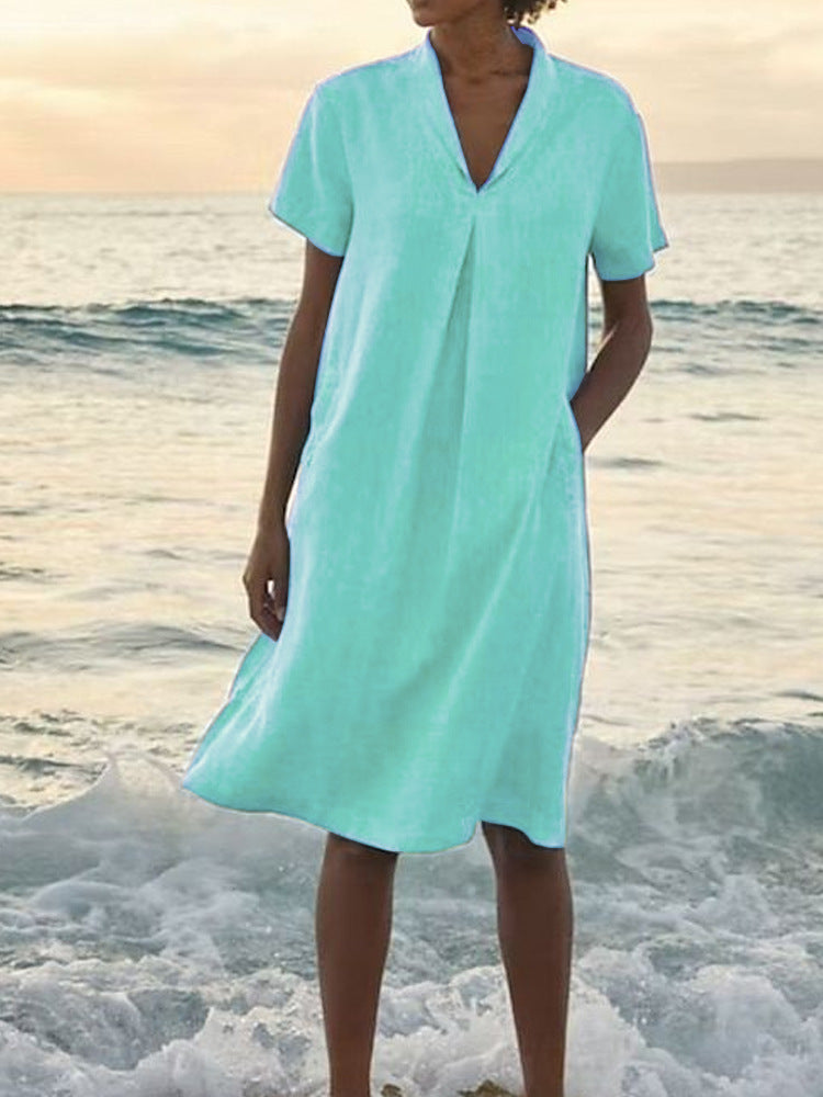 Bettina™ – Damenkleid mit V-Ausschnitt und Taschen