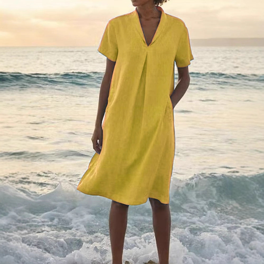 Bettina™ – Damenkleid mit V-Ausschnitt und Taschen