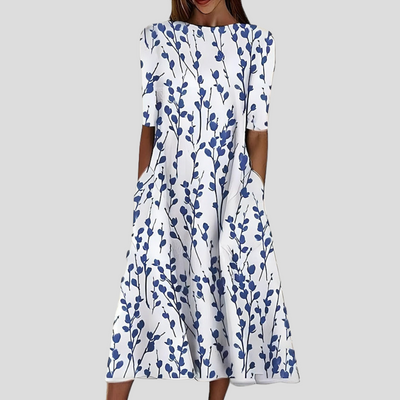 Sela™ – Sommerliches Midikleid mit Rundhalsausschnitt und Küstenblumen-Print