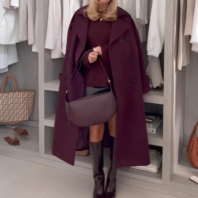 Merone™ - Eleganter Klassischer Weinroter Mantel