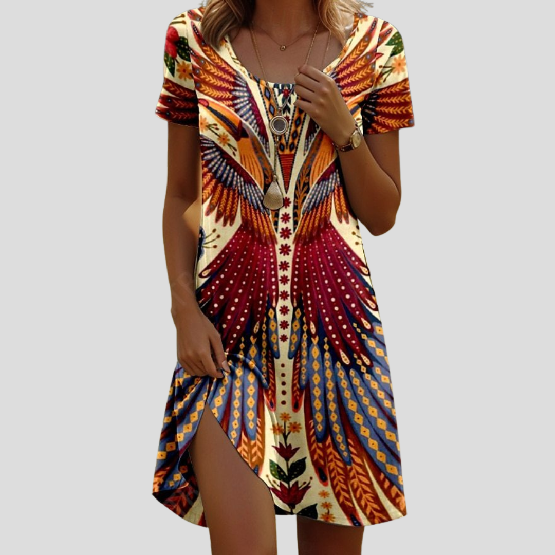 Isla™ – Kleid mit Indisch-inspiriertem Print und Rundhalsausschnitt