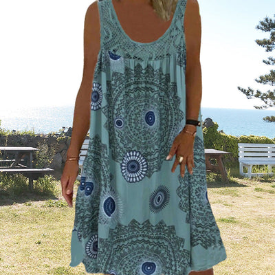 Breezia™ – Sommerliches Ärmelloses Kleid mit Print und Spitzendetails für Damen
