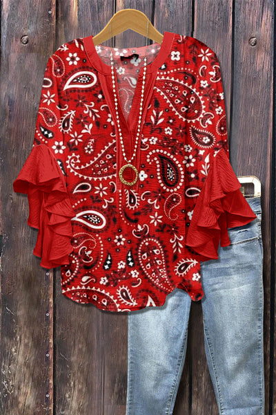 Florina™ - Bluse mit Blumenmuster, Volantärmeln und femininem Schnitt