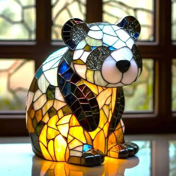 Sokołowska™ – Bunte Magische Glaskerze im Panda-Design