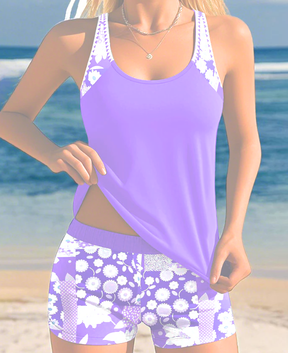 Galilea™ – Zweiteiliger Badeanzug mit bequemer Passform und blumigem Strandstil