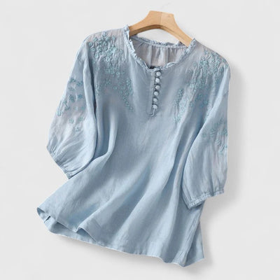 Florique™ - Luftige Bluse mit Besticktem Schulterdesign