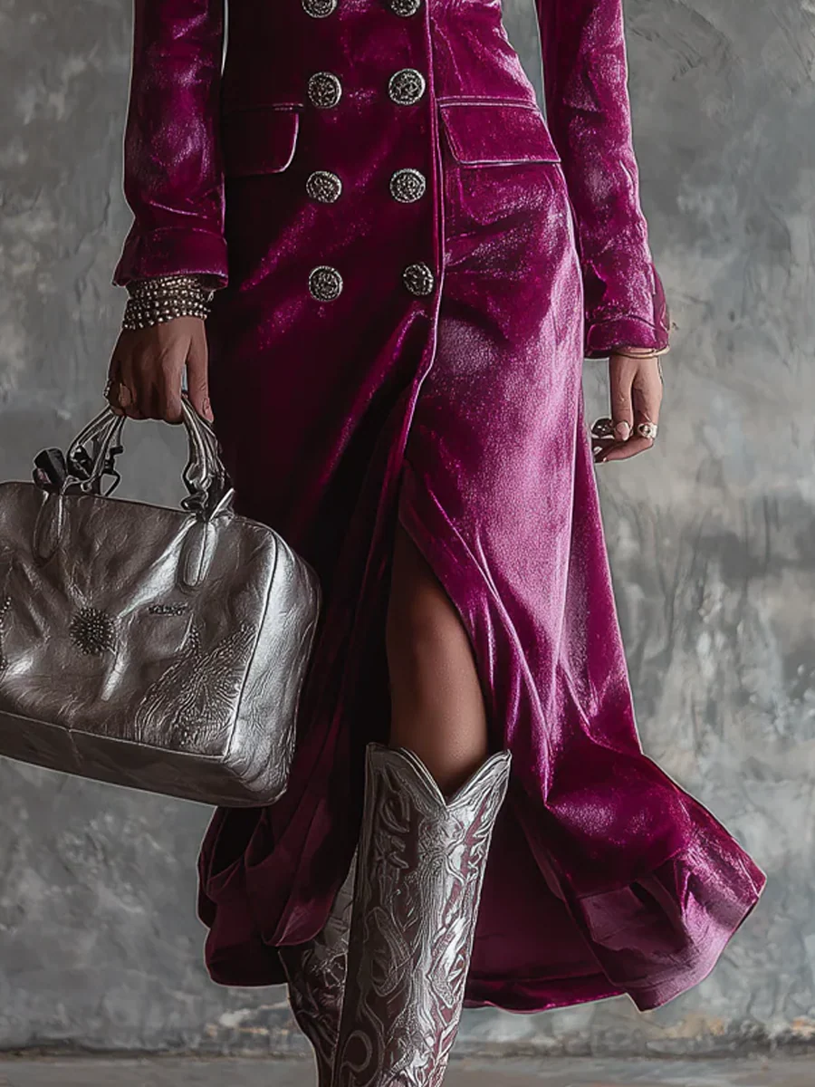 Vera | Samt Maxikleid mit Blazer-Design