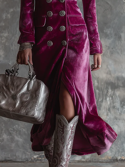 Vera | Samt Maxikleid mit Blazer-Design