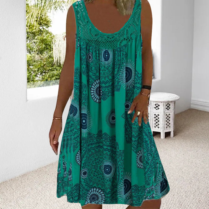 Breezia™ – Sommerliches Ärmelloses Kleid mit Print und Spitzendetails für Damen
