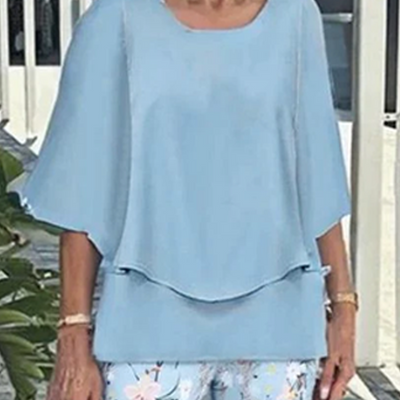 Casira™ - Lässiges Set mit gemusterter Hose und Rundhals-Oberteil für Damen